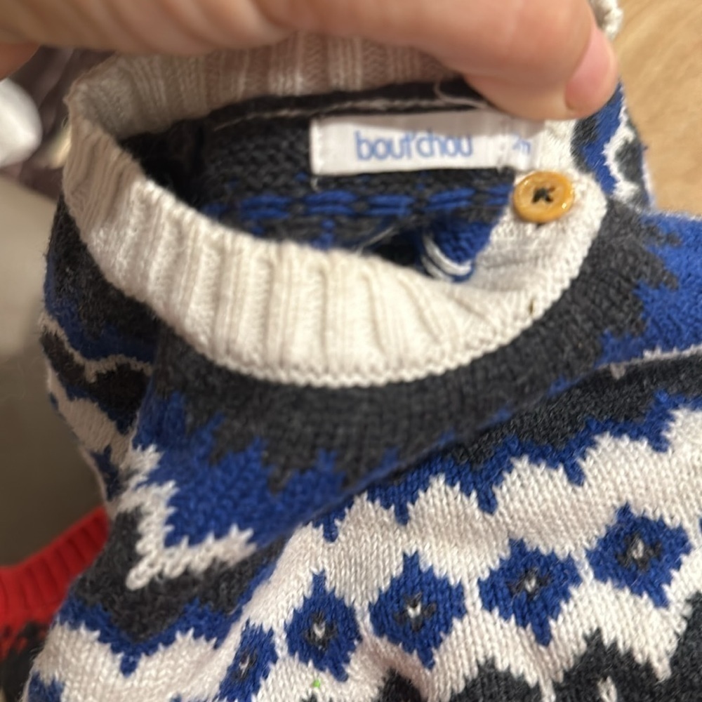 Bout’Chou 24m baby boy knit fair isle sweater gray - Picture 3 of 3